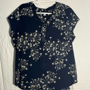 Navy with Yellow and White flower accents -EUC